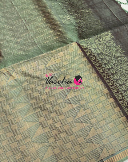 Pure Soft Silk Saree  - Brown &  Green Combo  - VVPSS055