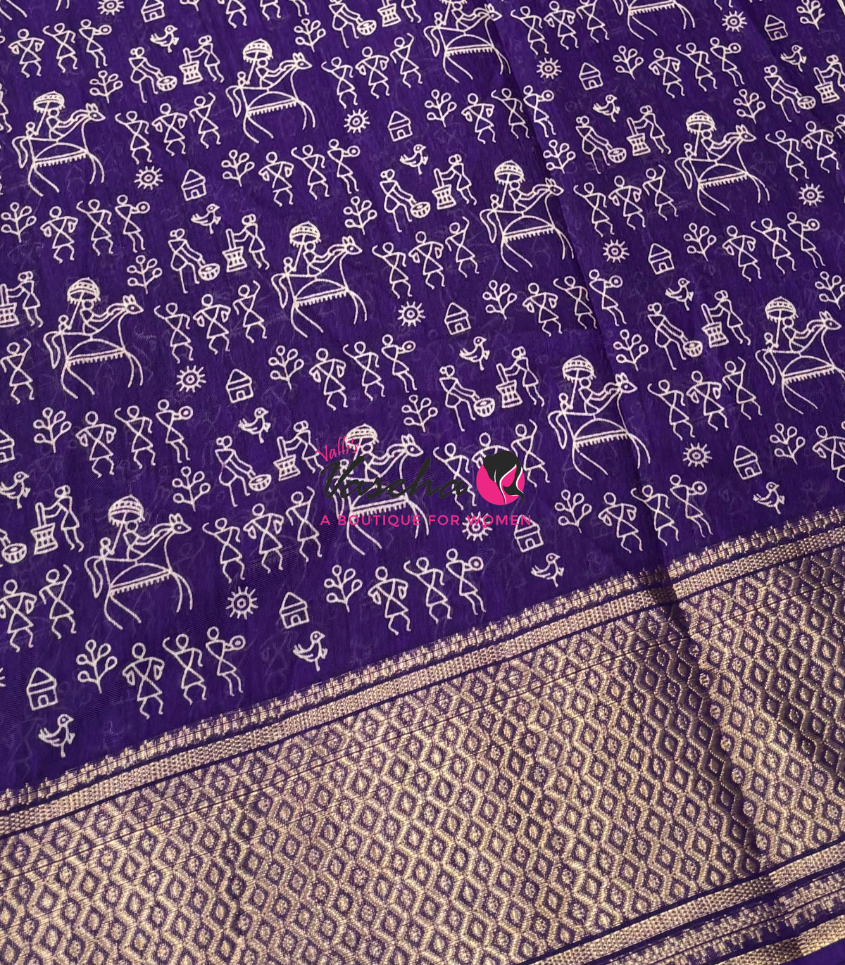 Semi Binny Silk - Varli Design - Purple Shade  - VVSBS010