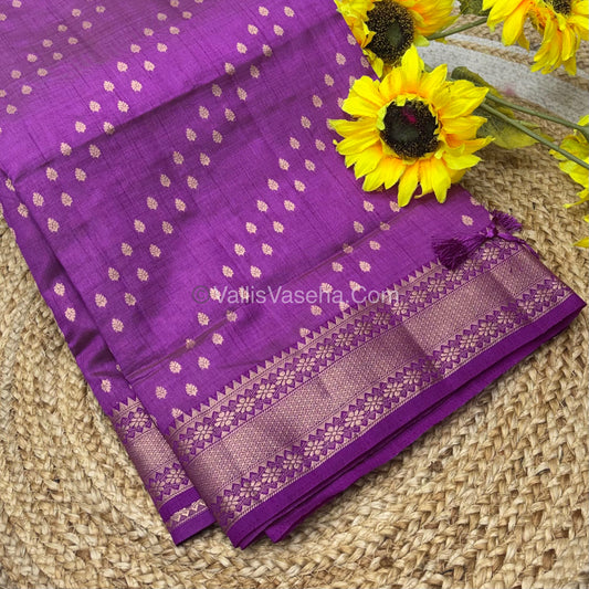 Semi Tussar Silk - Grand Pallu  - Purplish Pink Shade - VVSTS017