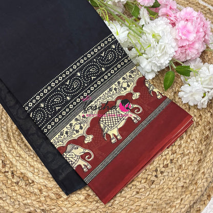 Pure Soft Mul Mul Cotton Sarees - Hand Block Prints - VVMMC011