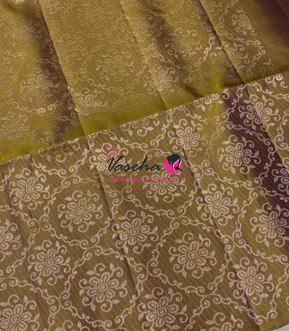Pure Soft Silk Saree - Pink & Mahendi Green - VVPSS126