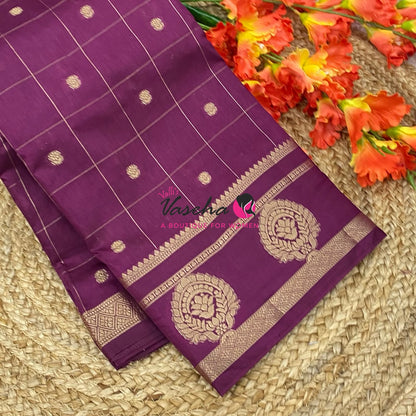 Semi Tussar Silk Saree | Wine Shade |VVSTS060