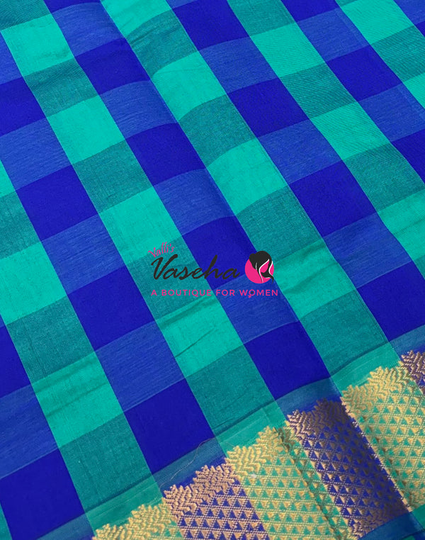 Semi Silk Cotton Saree |  Pazhum Pazhamum Checks Design |VVSSC018