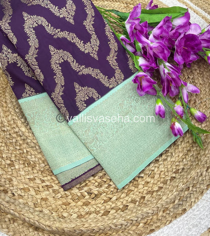 Semi Kanchi Silk - Dark Purple & Light Green Shade  - VVSKS004