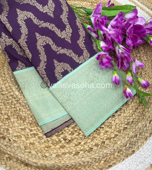Semi Kanchi Silk - Dark Purple & Light Green Shade  - VVSKS004
