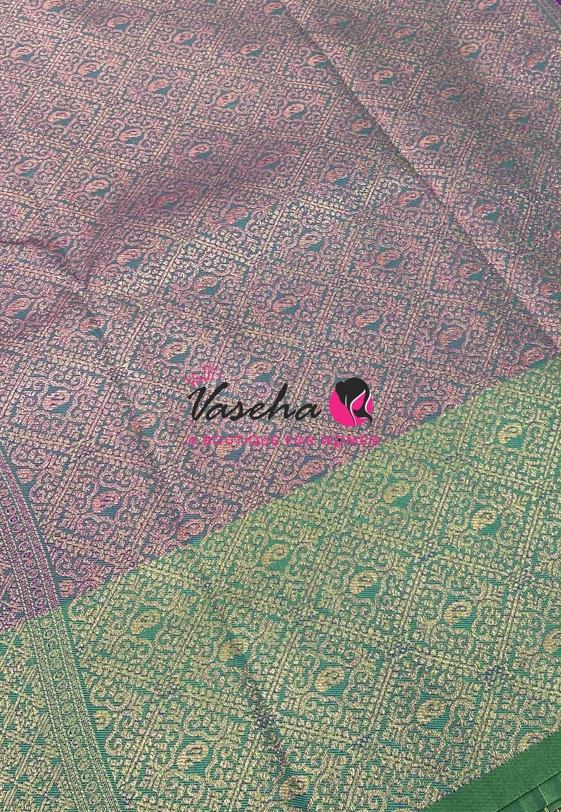Semi Soft Silk - Purple  With Dual Tone Bluish Green Combo -VVSSS039