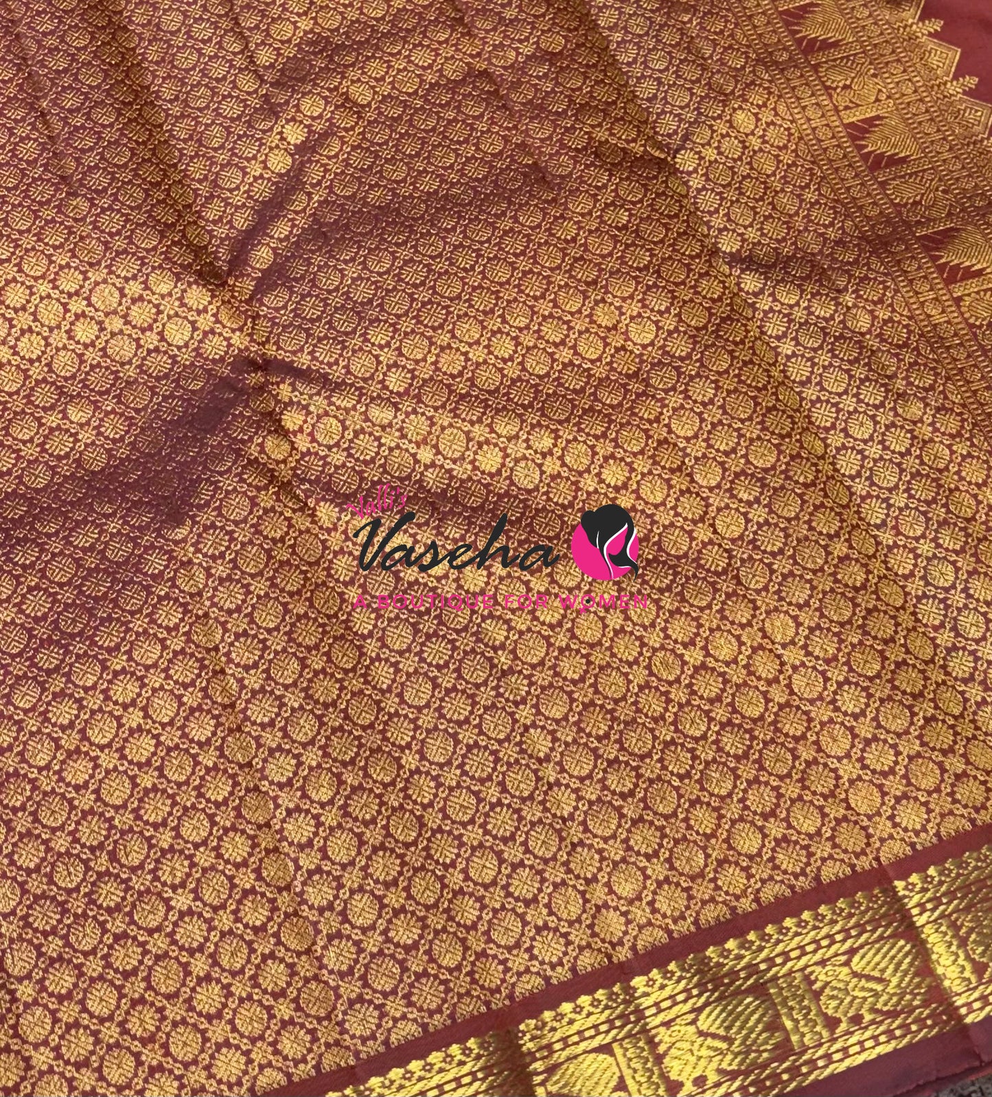 Pure Kanchipuram Silk Saree - Rust Orange & Wine Brown - VVPS086