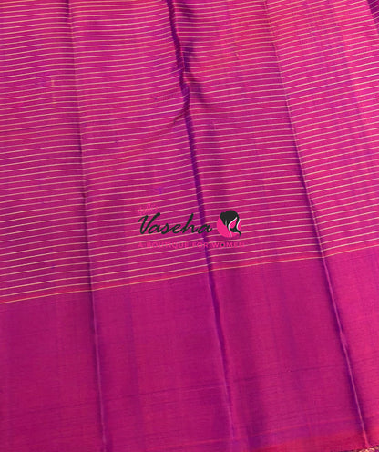 Pure Kanchipuram Silk Saree - Dual Tone Blue & Dual Tone Pink Combo - VVPS080