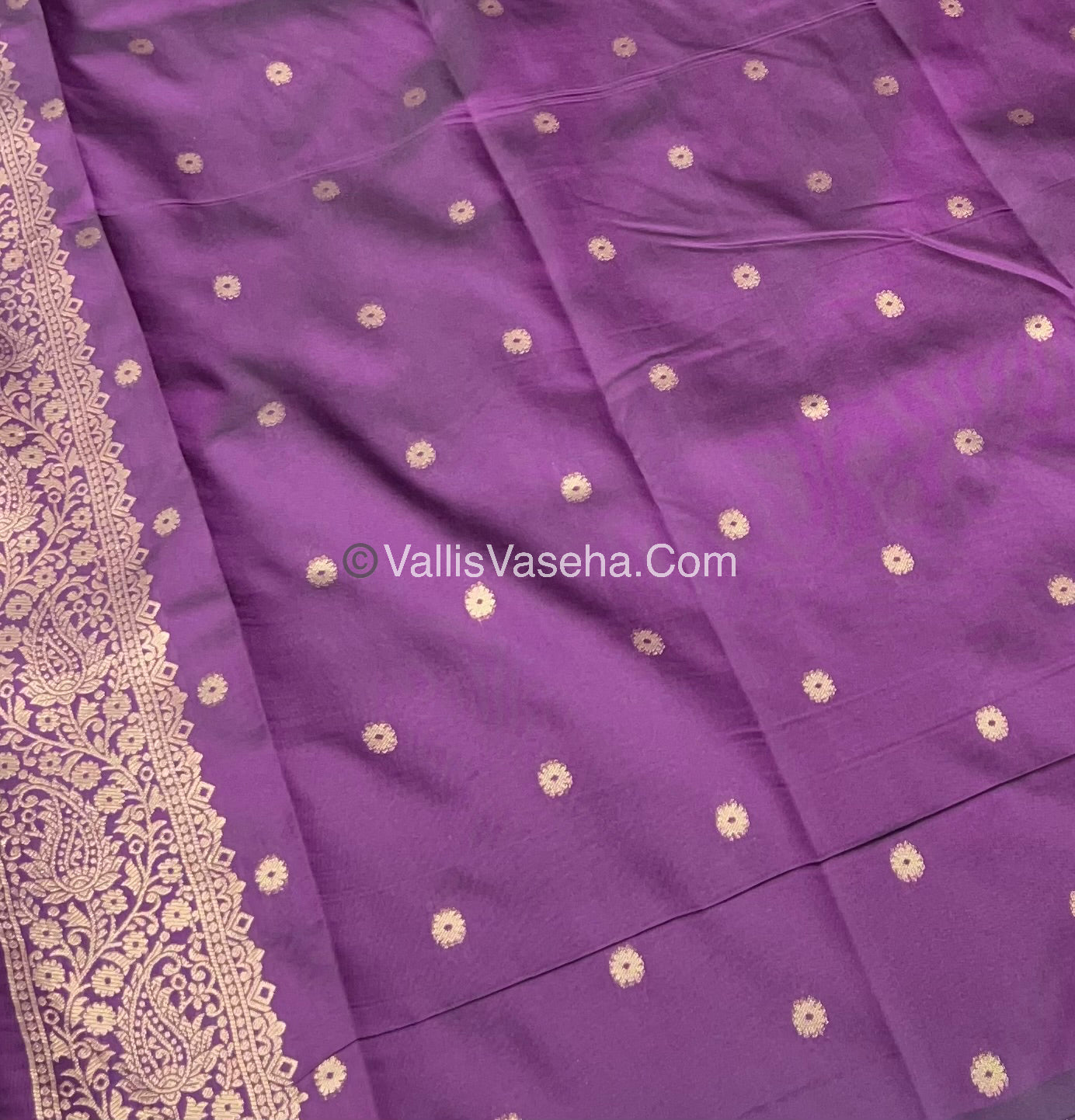 Semi Soft Silk - Elephant Butta Border - Dark Purple Shade -VVSSS011