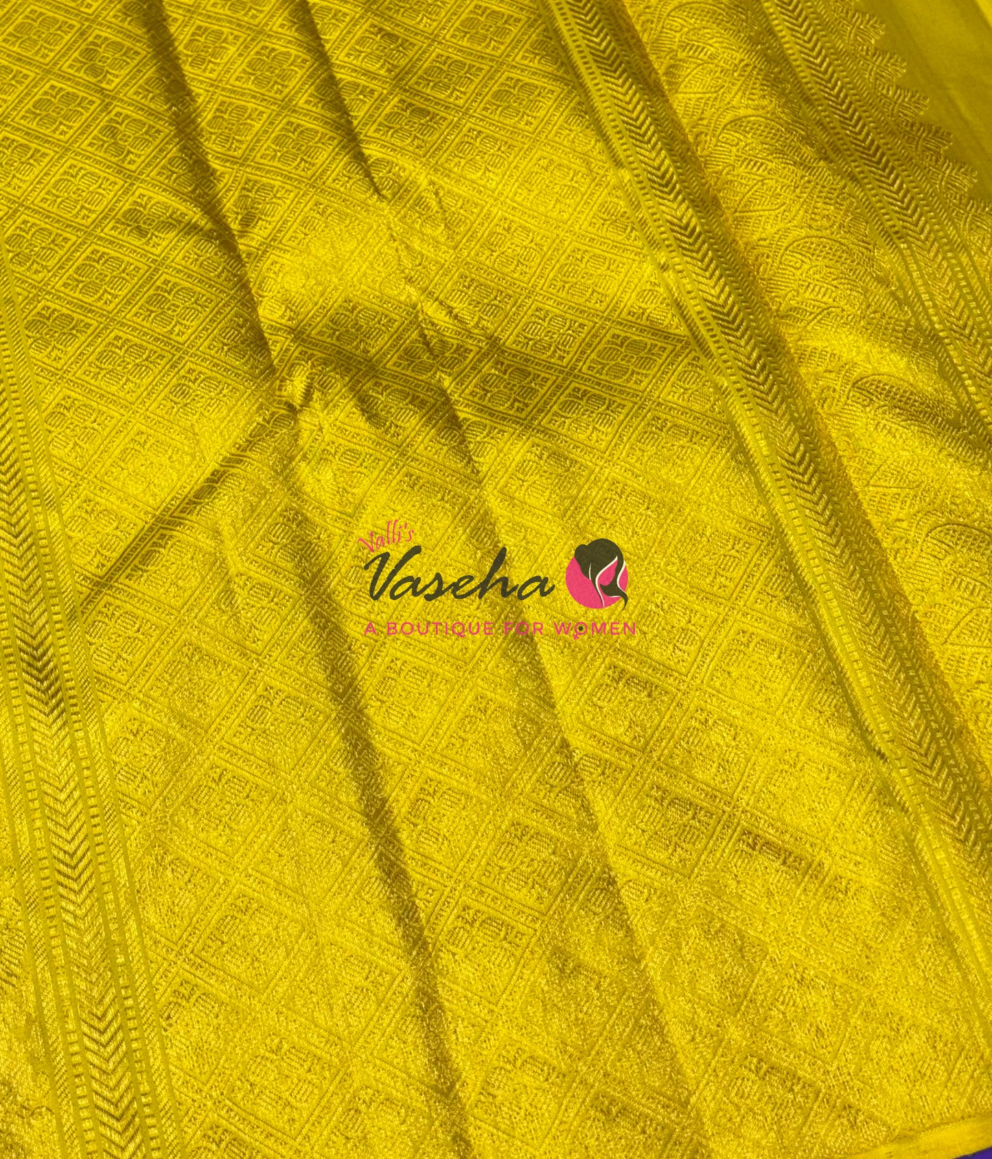 Pure Kanchipuram Silk Saree - Border Less - Purple with Yellow Combo - VVPS043