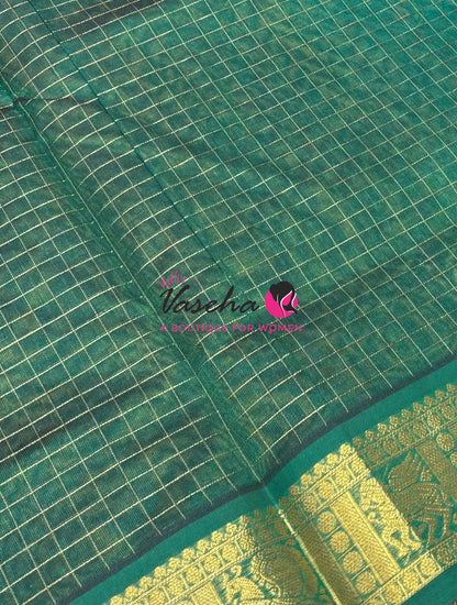 Pure Silk Cotton Saree - Zari Checks - VVCSC001