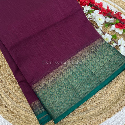 Bamboo Silk Saree  - Wine with Green Shade - VVBSS001
