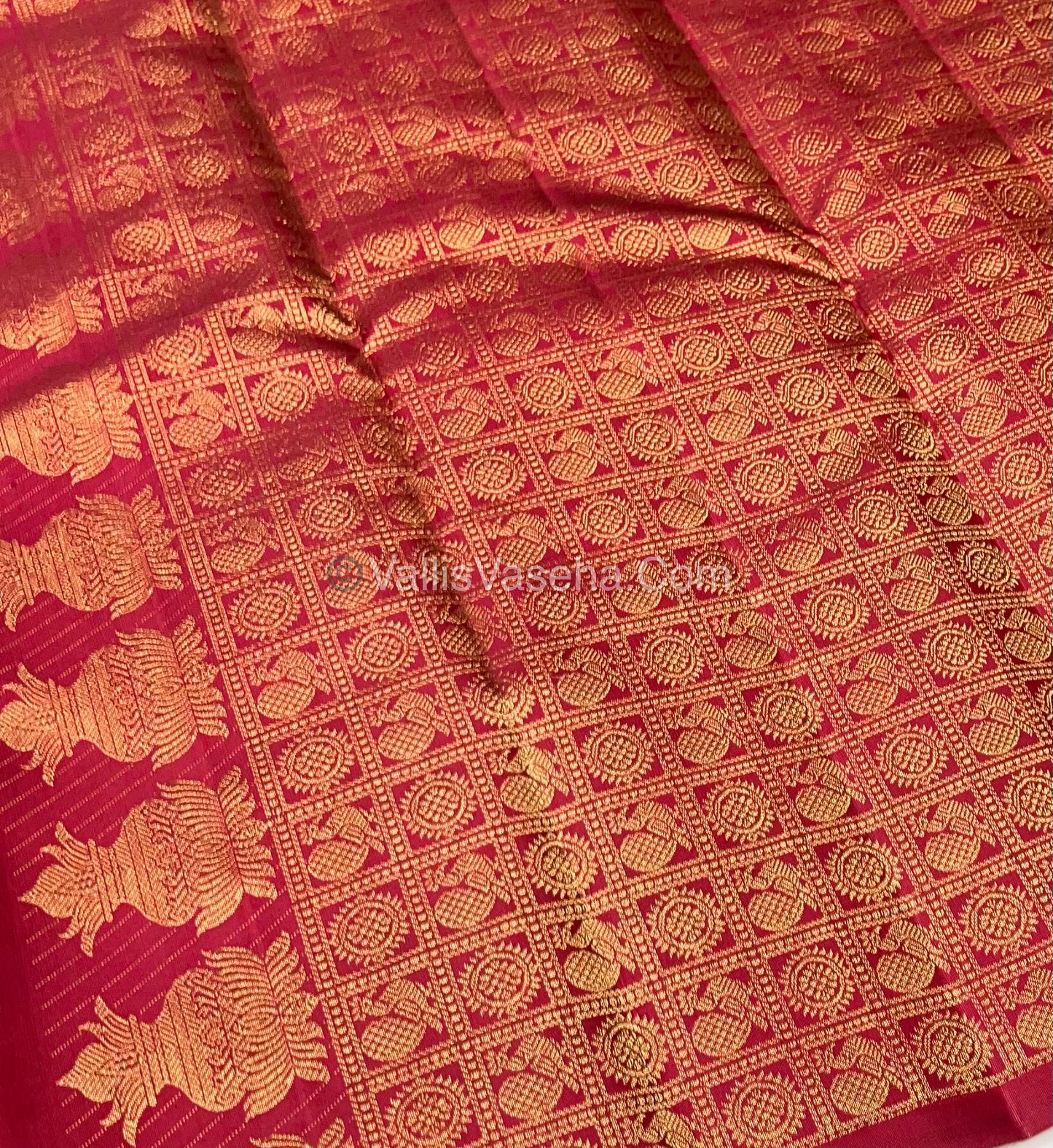 Pure Kanchipuram Silk Saree - Pazhum Pazhamum Checks - VVPS017