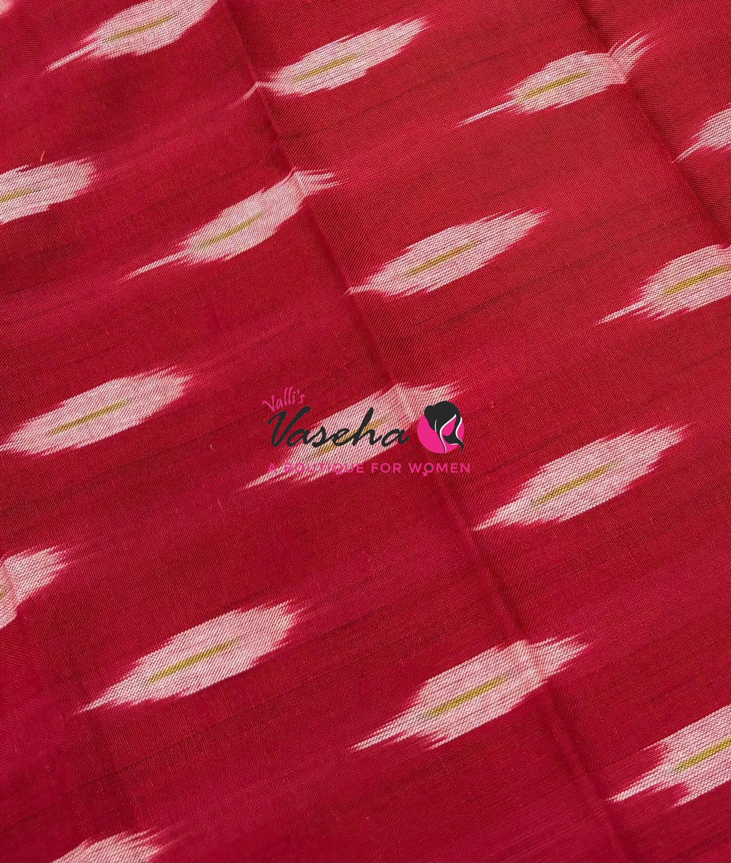 Double Ikkat Pure Cotton Saree -  Blue With Red  - VVIKS002