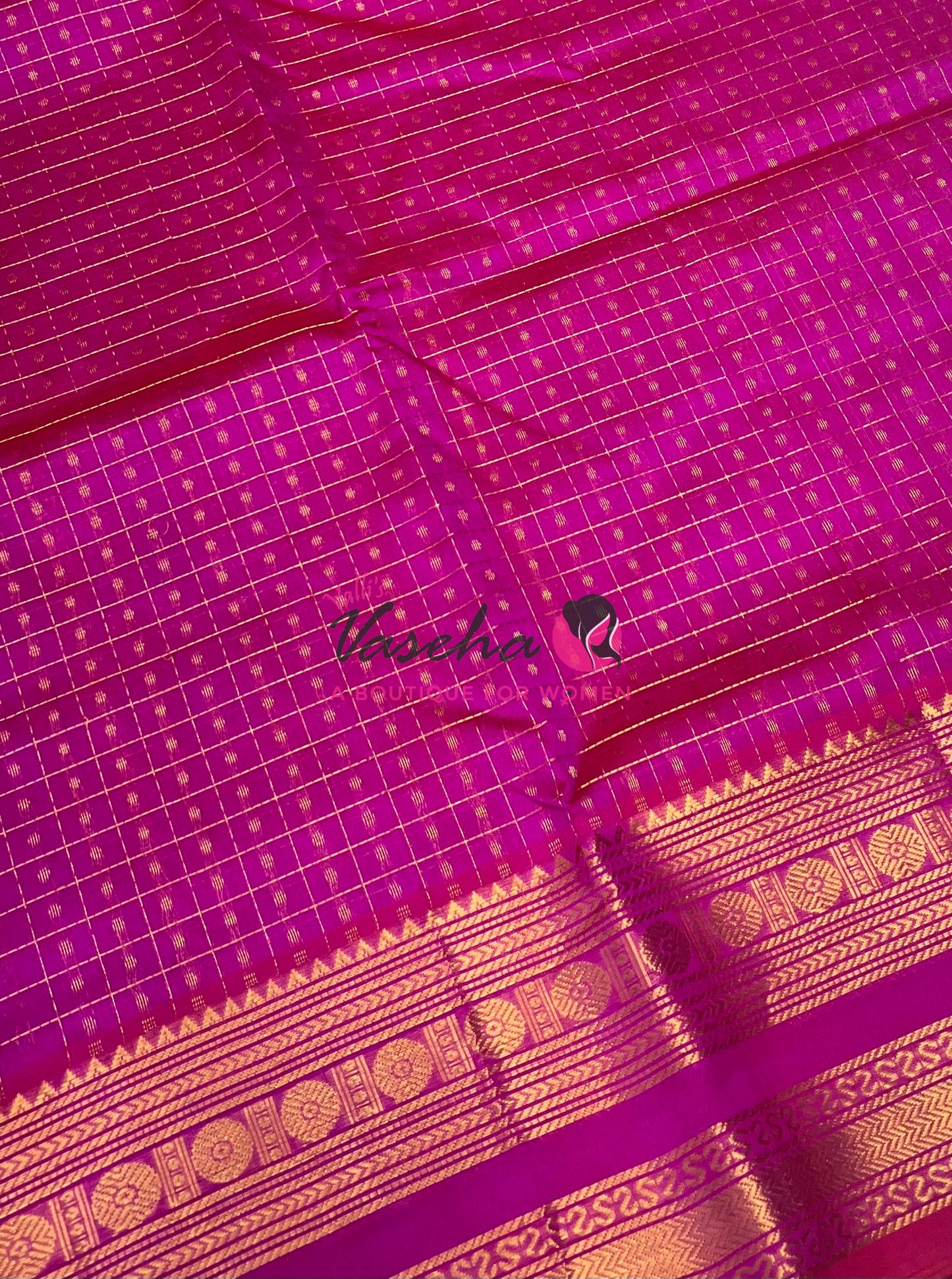Pure Silk Cotton Saree | Blue With Pink Shade |Lakshadeepam Design VVPLD002