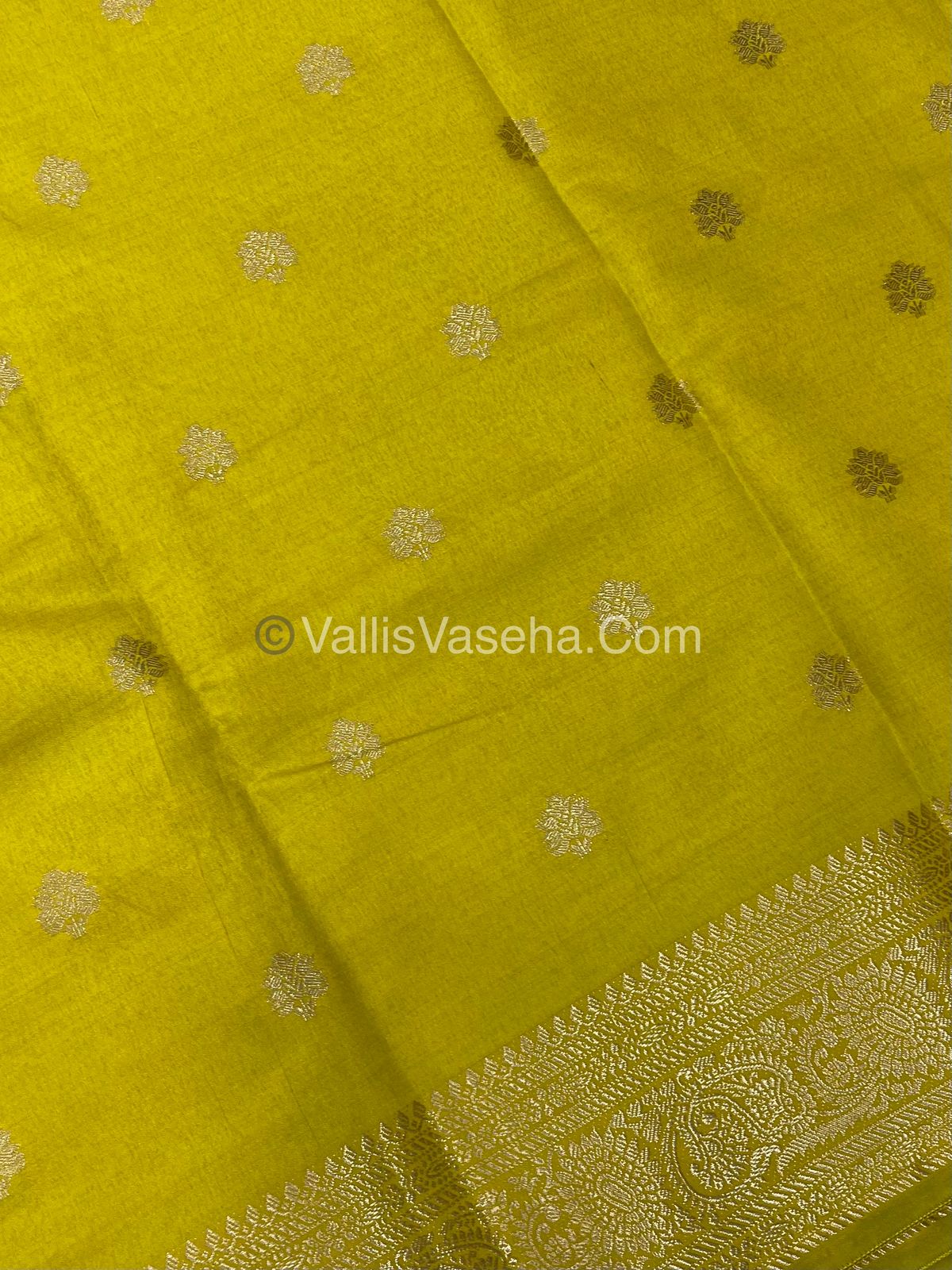 Semi Tussar Silk Saree |Yellow shade |VVSTS044