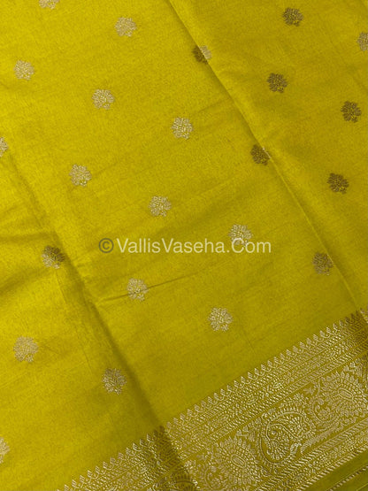 Semi Tussar Silk Saree |Yellow shade |VVSTS044