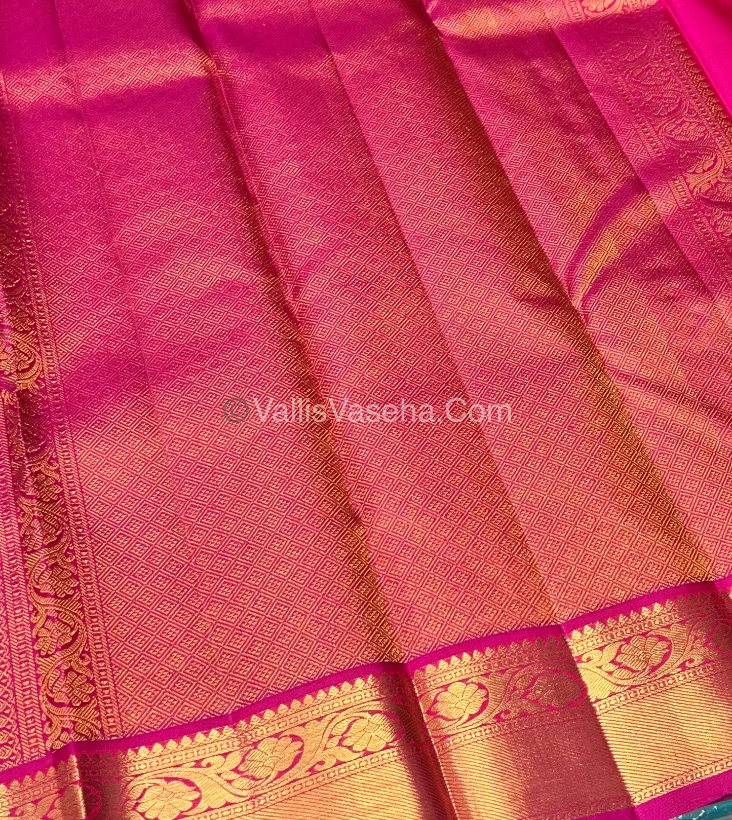 Pure Kanchipuram Silk Saree - Blue & Pink Combo - VVPS014
