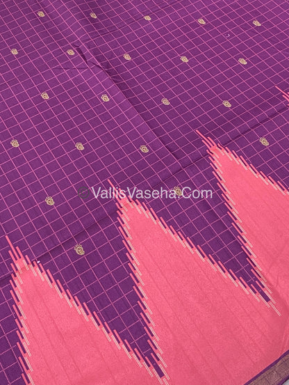 Semi Chanderi Saree - Purple & Pink Combo - VVSCS003