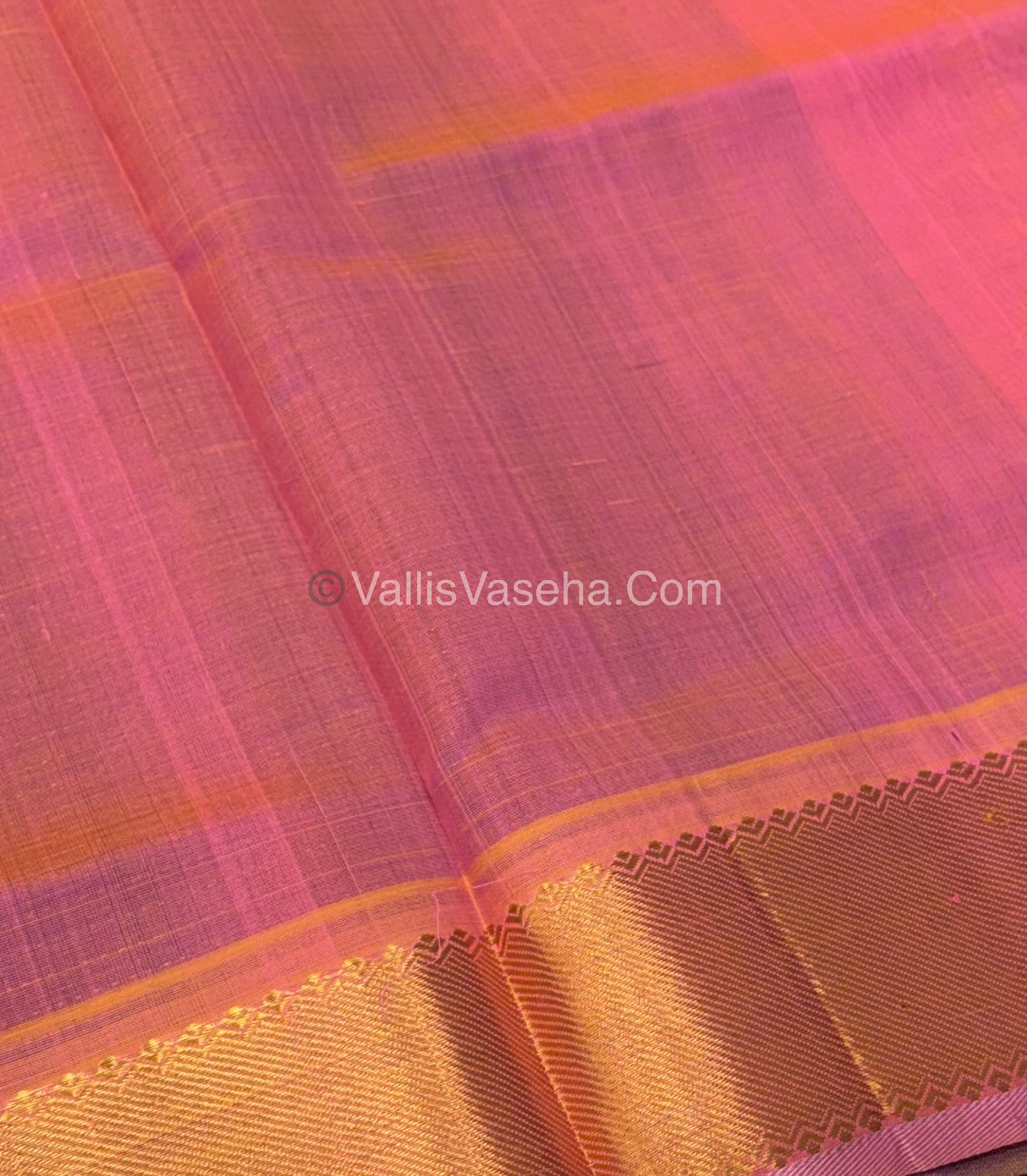 Pure Silk Cotton Saree - Mayil & Chakkaram Design - Blue With Pink Shade - VVMC002