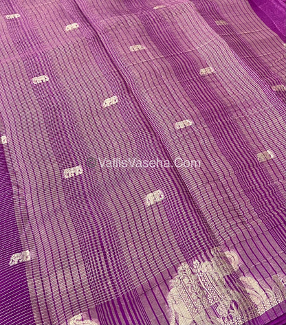 Semi Tussar Silk - Vairavoosi & Elephant Design - Purplish Pink shade-VVSTS019