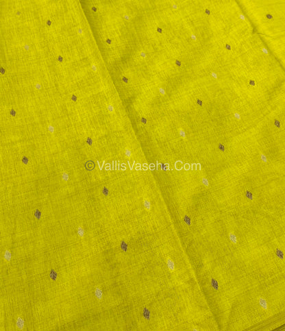 Cherry Tussar - Semi Tussar Silk - Lemon Yellow - VVSTS009z