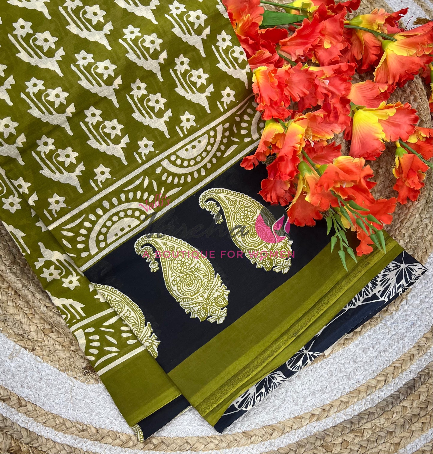 Pure Soft Mul Mul Cotton Sarees - Hand Block Prints - VVMMC010