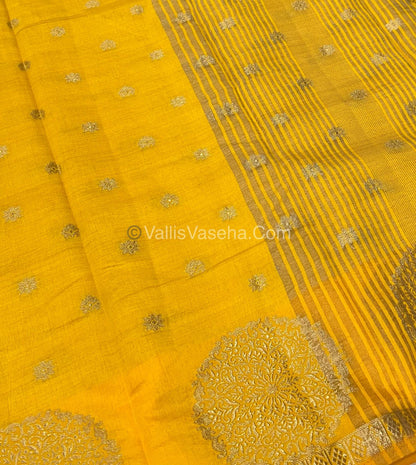Semi Tussar Silk Saree - Yellow shade - VVSTS035