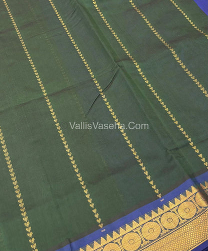 Semi Silk Cotton Saree - Green With Blue Shade - VVSSC005