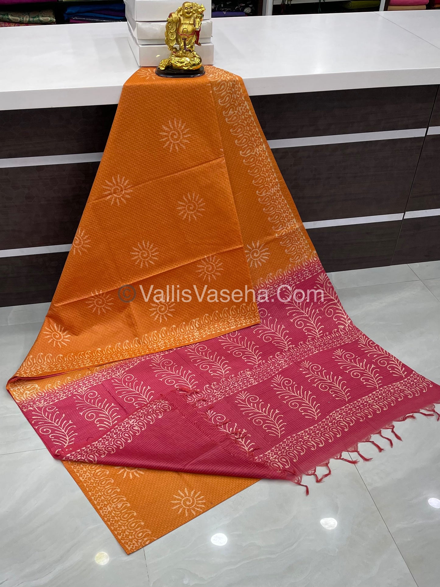 Bhagalpuri Silk | Orange with Pink Shade |VVBS009