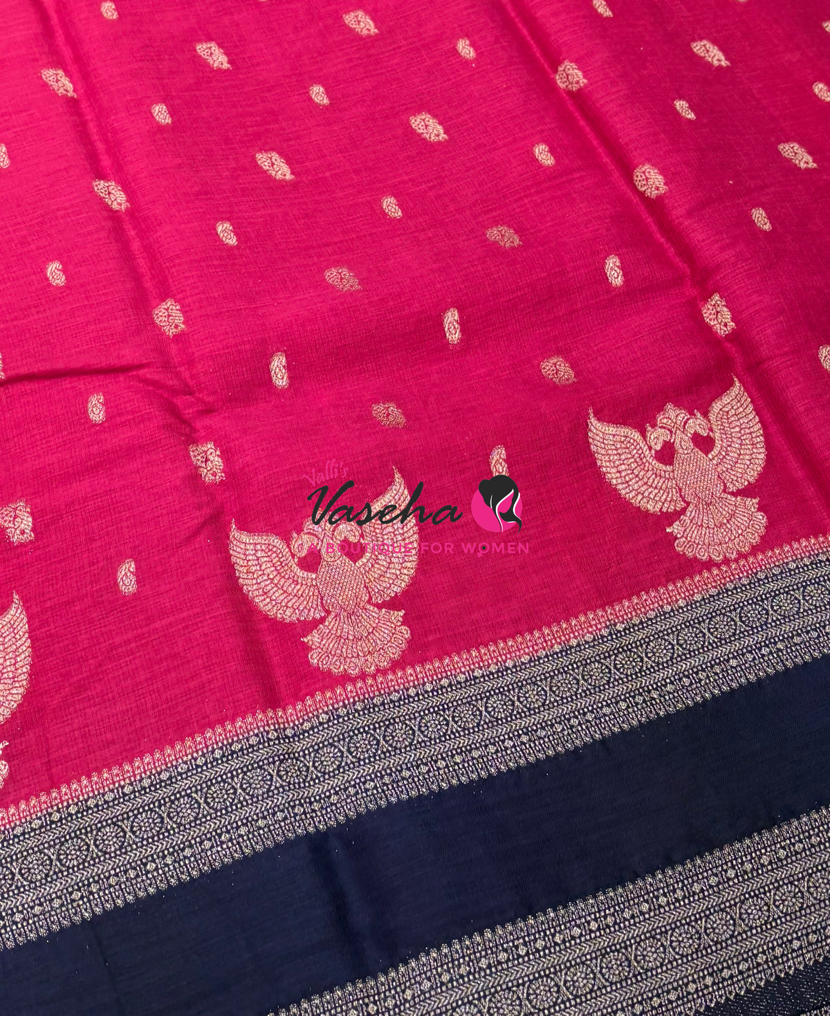 Banarasi - Heritage Silk - Pink With Blue - VVBHS015