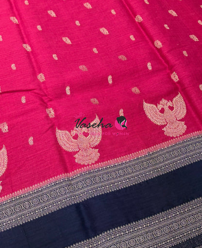 Banarasi - Heritage Silk - Pink With Blue - VVBHS015