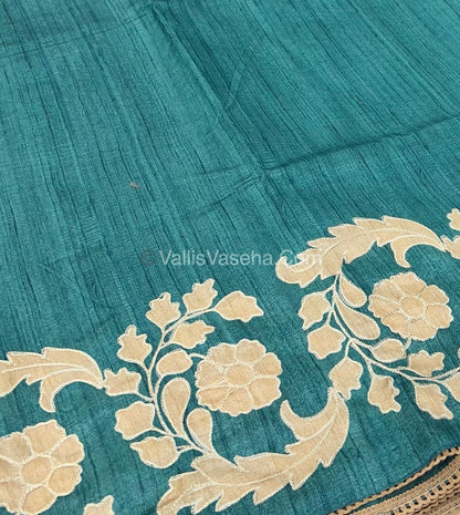 Semi Raw Silk with embroidery work - VVSRS001