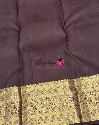 Pure Kanchipuram Silk Saree - Blue With Brown - VVPS094