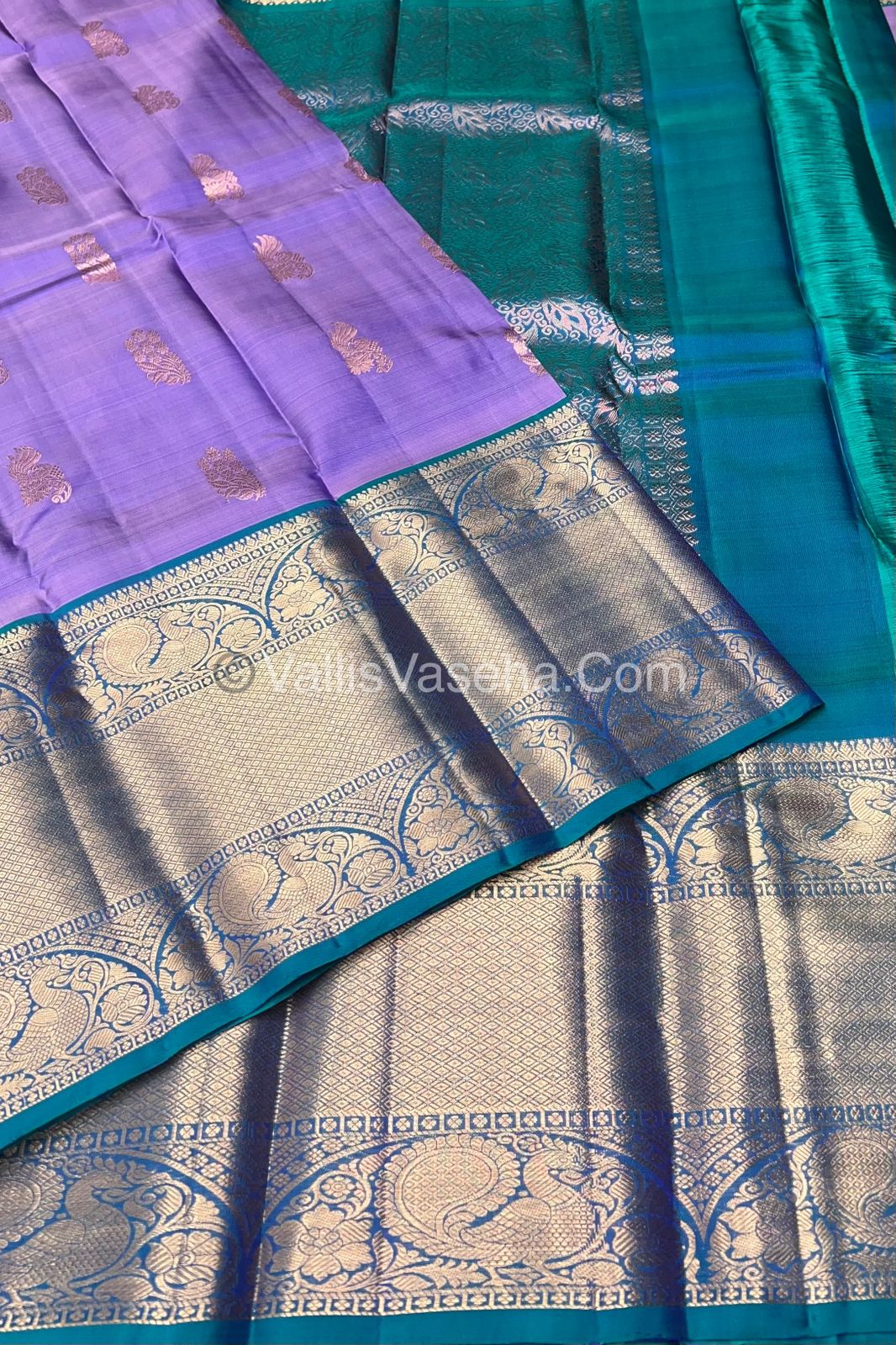 Half Mix - Pure Soft Silk Saree - Lavender & Peacock Blue Shade - VVPSS031