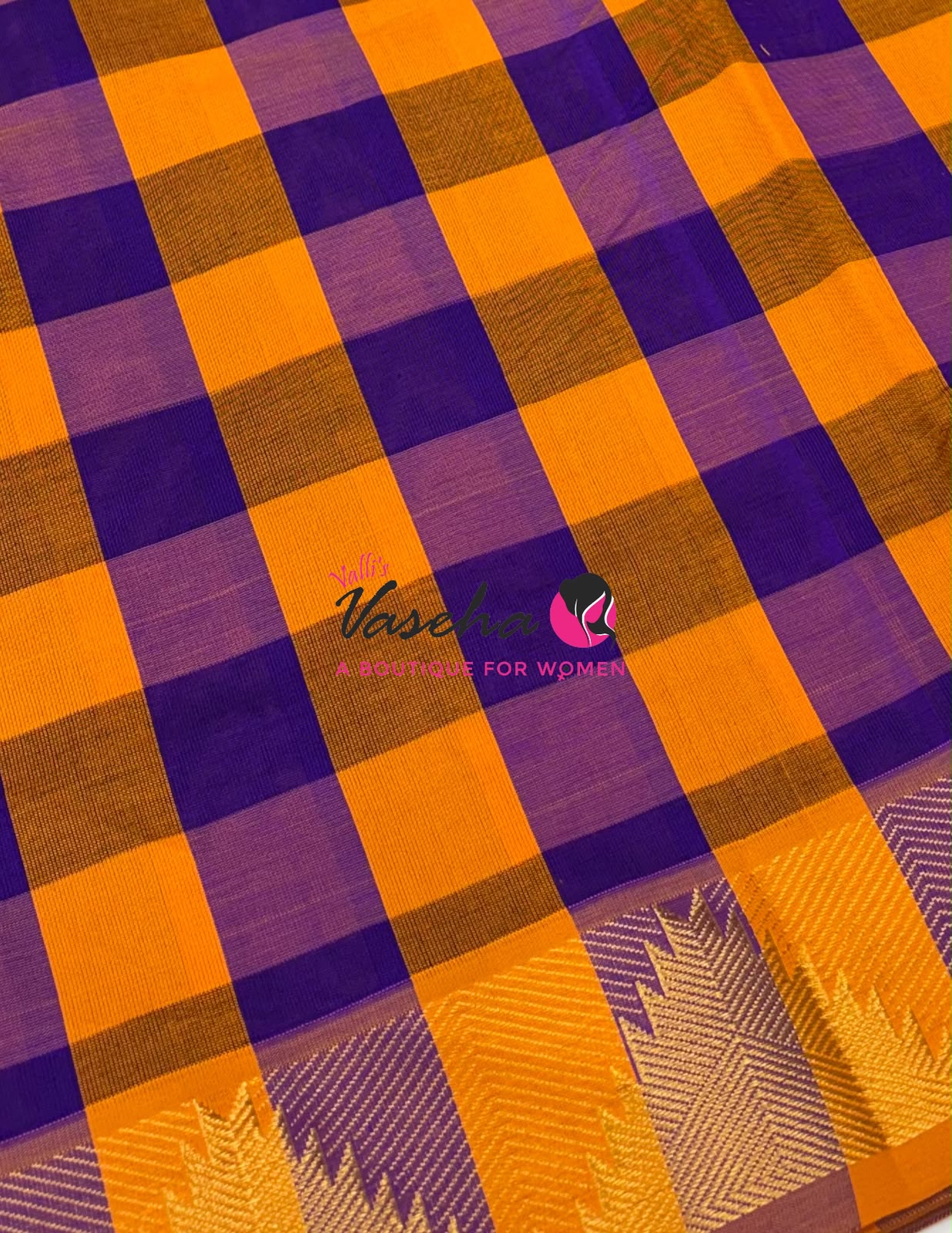 Semi Silk Cotton Saree |  Pazhum Pazhamum Checks Design |VVSSC011