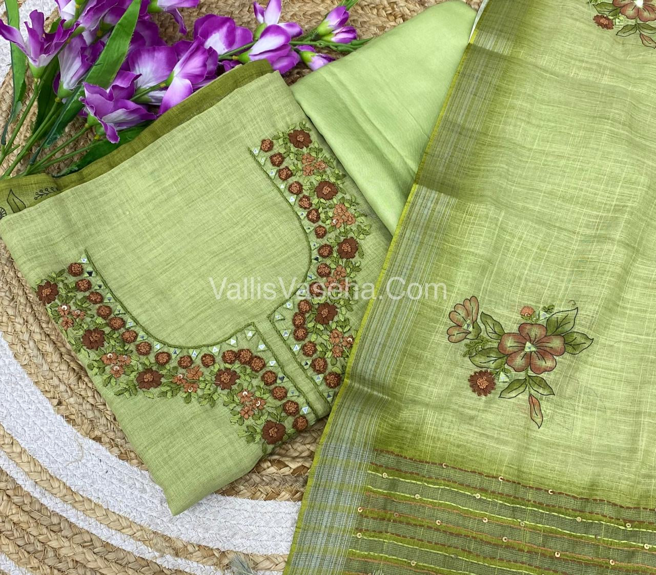 Tissue Linen Salwar Material  | VVUSM009