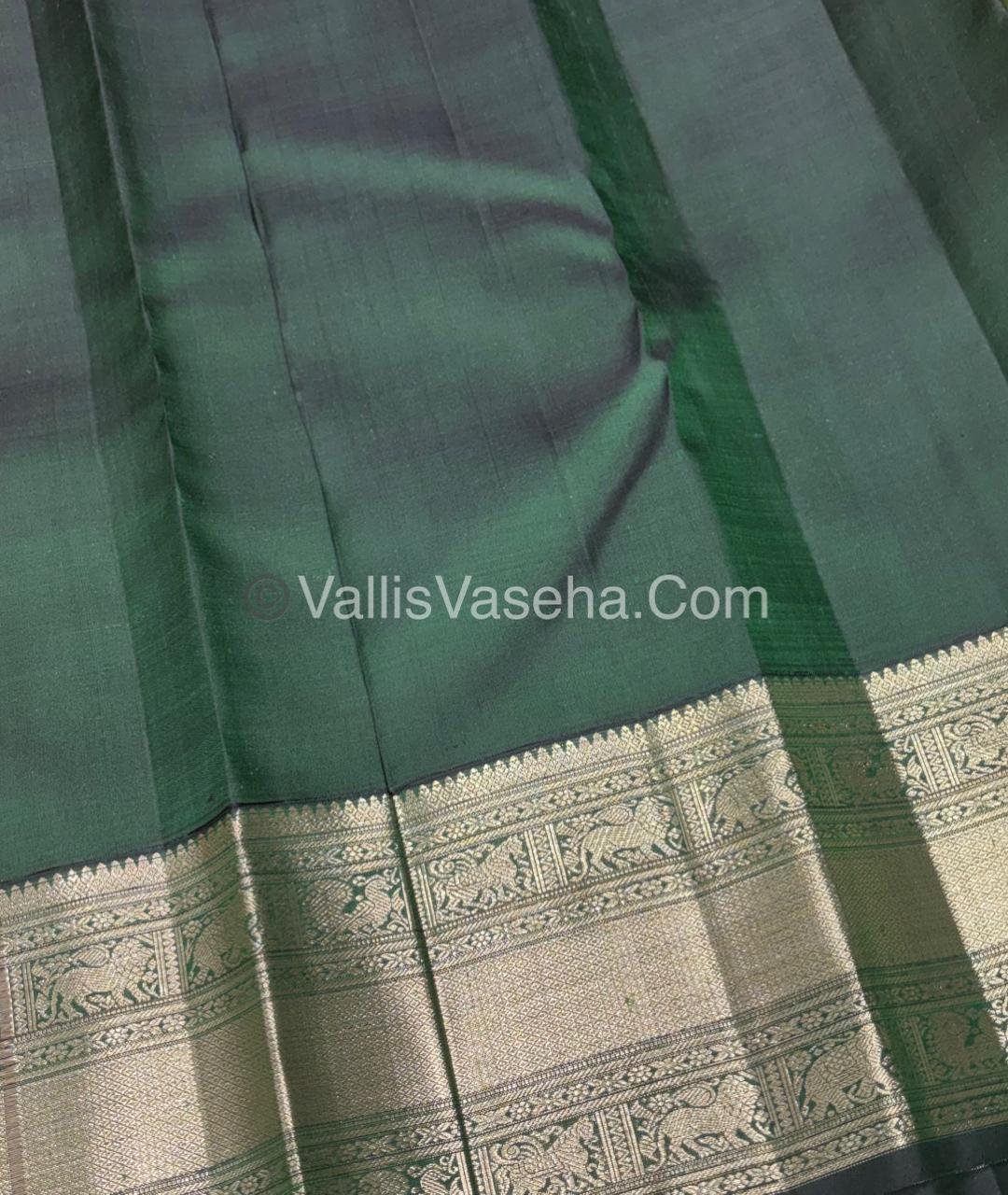 Pure Vintage Korvai Kanchipuram Bridal Silk Saree - Yellow & Green Combo - VVPS033