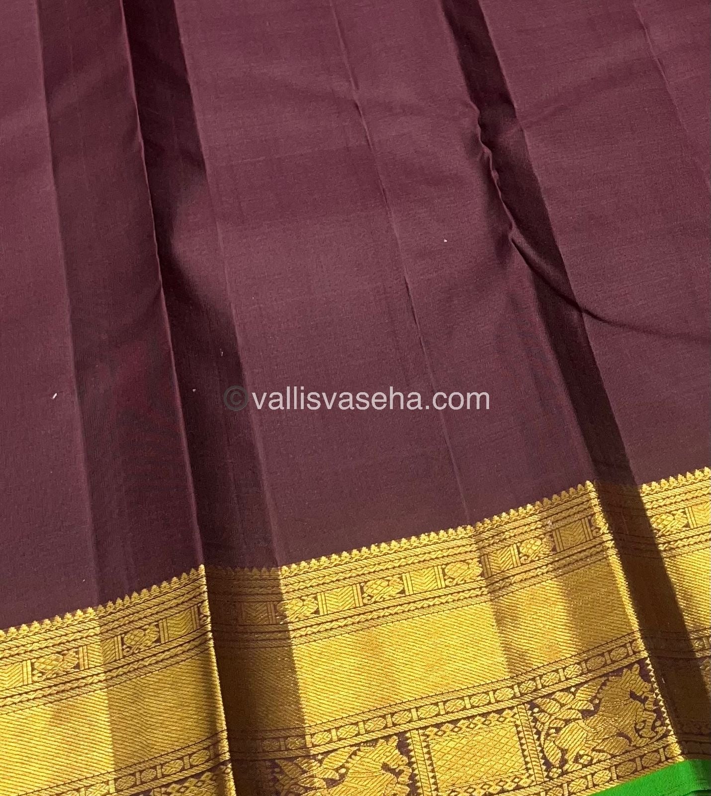 Pure Kanchipuram Silk Saree - Rust Orange & Wine Brown Shade  - VVPS022