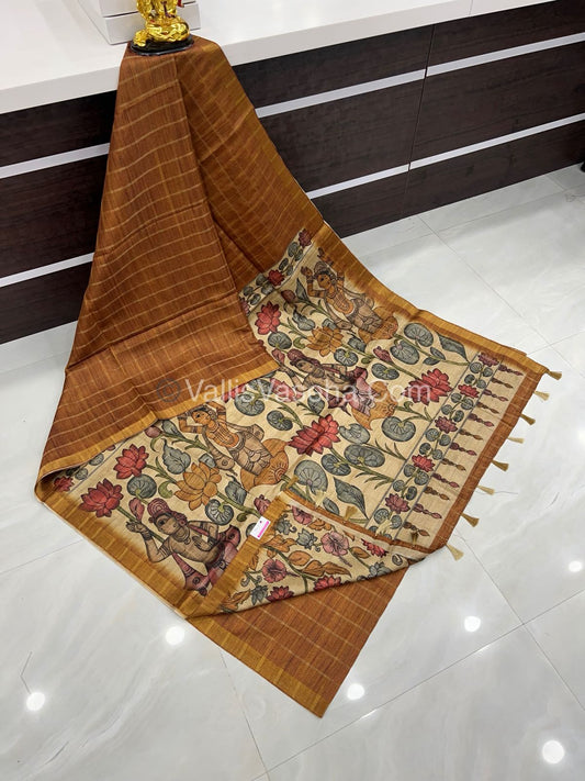 Semi Gicha Tussar Silk Saree - checks pattern - VVSGT001