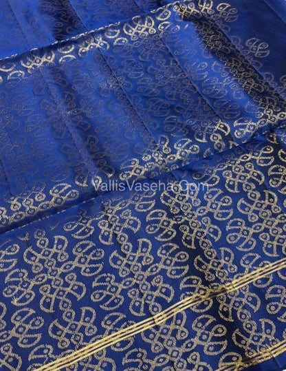 Pure Soft Silk Saree - (1.75 warp) Kolam Design - Shade Of Grey & Blue Shade - VVPSS074