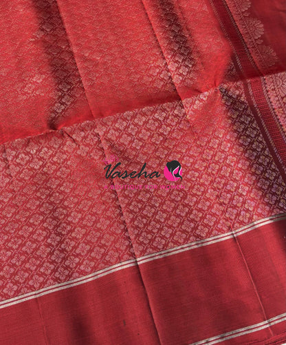 Pure Soft Silk Saree - Grey & Red  Shade - VVPSS127