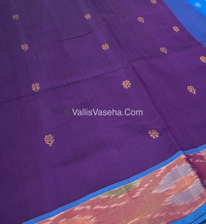 Semi Silk Cotton Saree -  Purple & Blue- VVSSC001