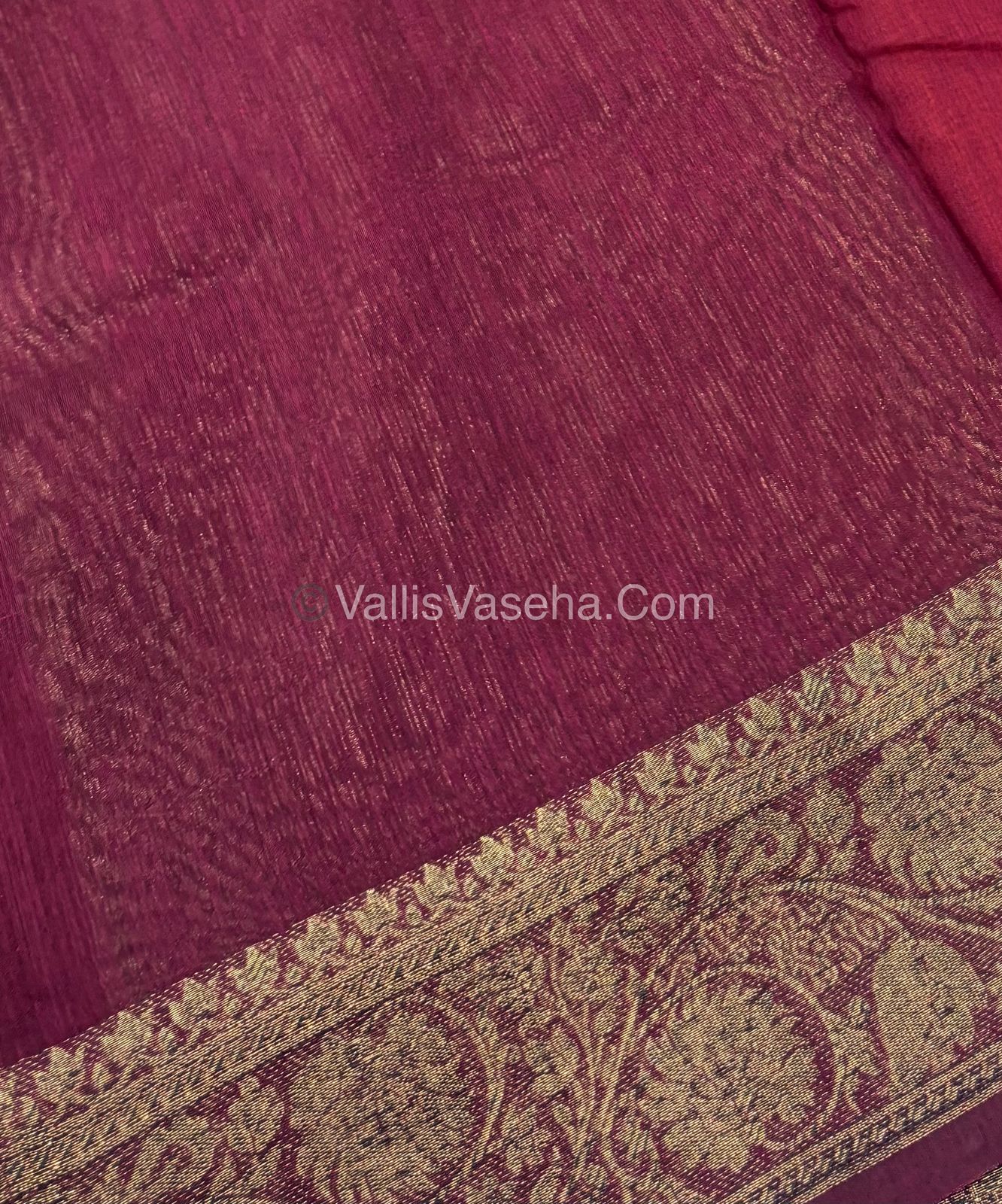 Bamboo Silk Saree - Orange With Maroon Shade - VVBSS007