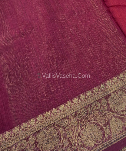 Bamboo Silk Saree - Orange With Maroon Shade - VVBSS007
