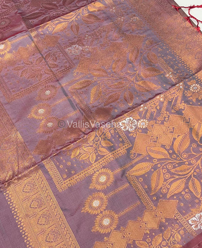 Semi Soft Silk - Border less - Light Greyish Purple Shade -VVSSS007
