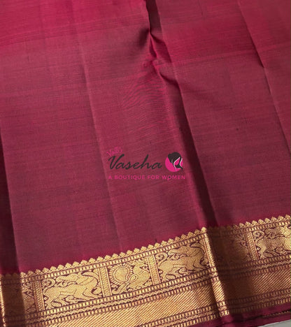 Pure Vintage Korvai Kanchipuram Silk Saree - Mango Yellow & Maroon Combo - VVPS046