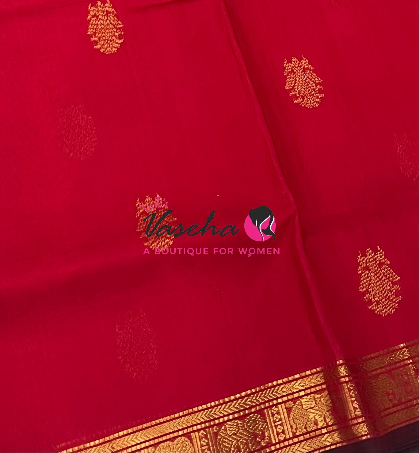 Pure Silk Cotton Saree - Retta Mayil Design - Red Shade - VVRMS001