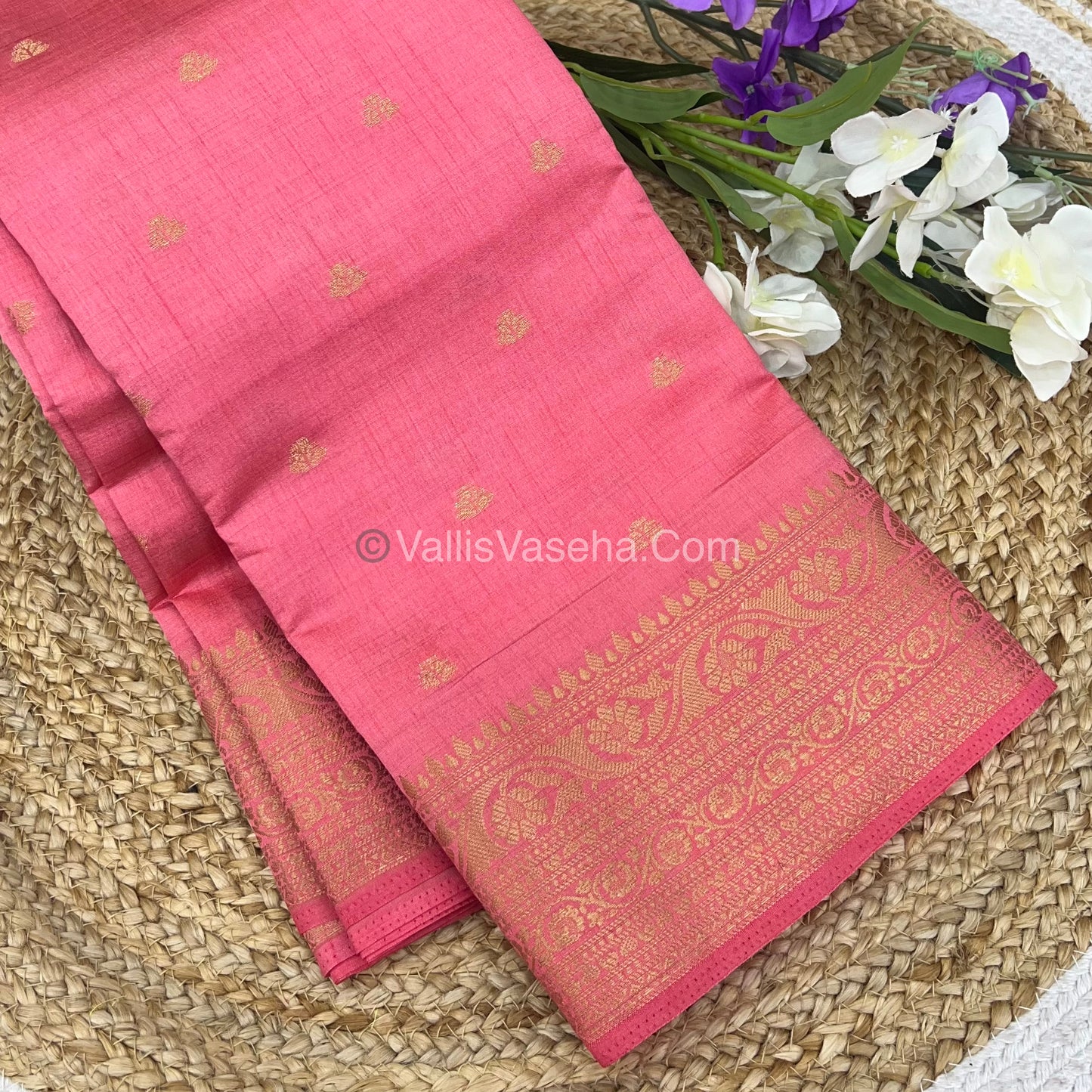 Semi Tussar Silk Saree - Peach Shade - VVSTS008