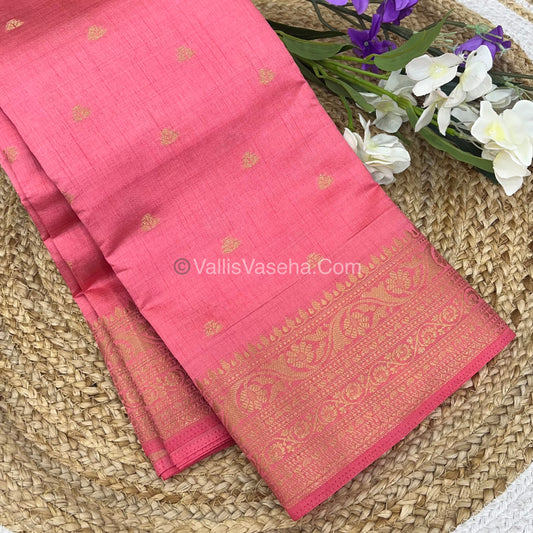 Semi Tussar Silk Saree - Peach Shade - VVSTS008